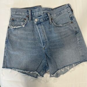 Agolde Criss Cross Denim Shorts